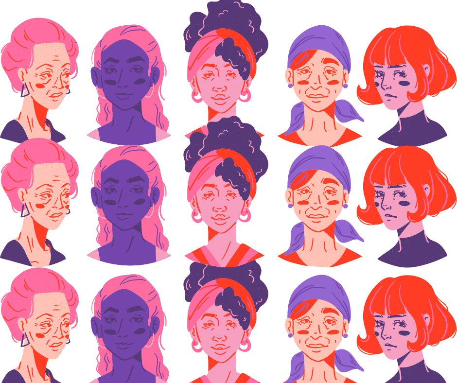 Rosa e Roxo Mulheres Ilustradas Conscientização sobre Câncer de MamaOutubro Rosa Post para Facebook